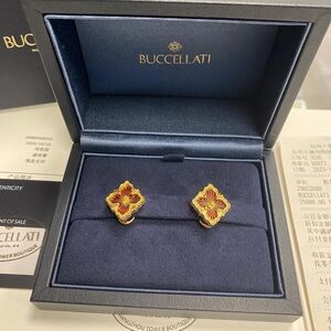Buccellati red flower stud earrings